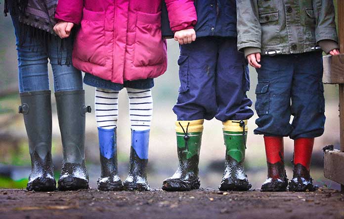 Children in muddy wellies