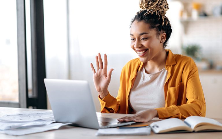 Friendly lady on virtual call